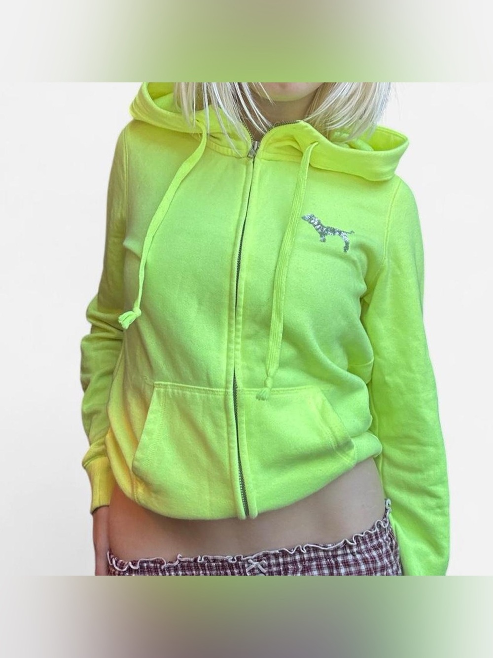 Victoria’s Secret PINK y2k neon yellow sequin glamour hoodie